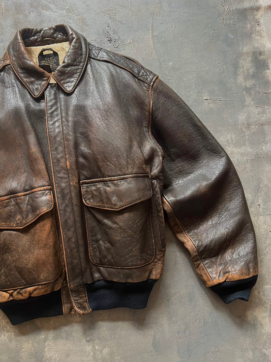 1990’s Avirex A-2 Leather Jacket Made in Korea (M)