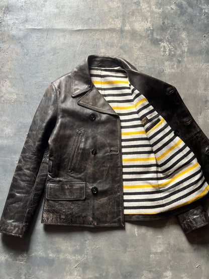 Ralph Lauren Leather Peacoat Jacket (M)
