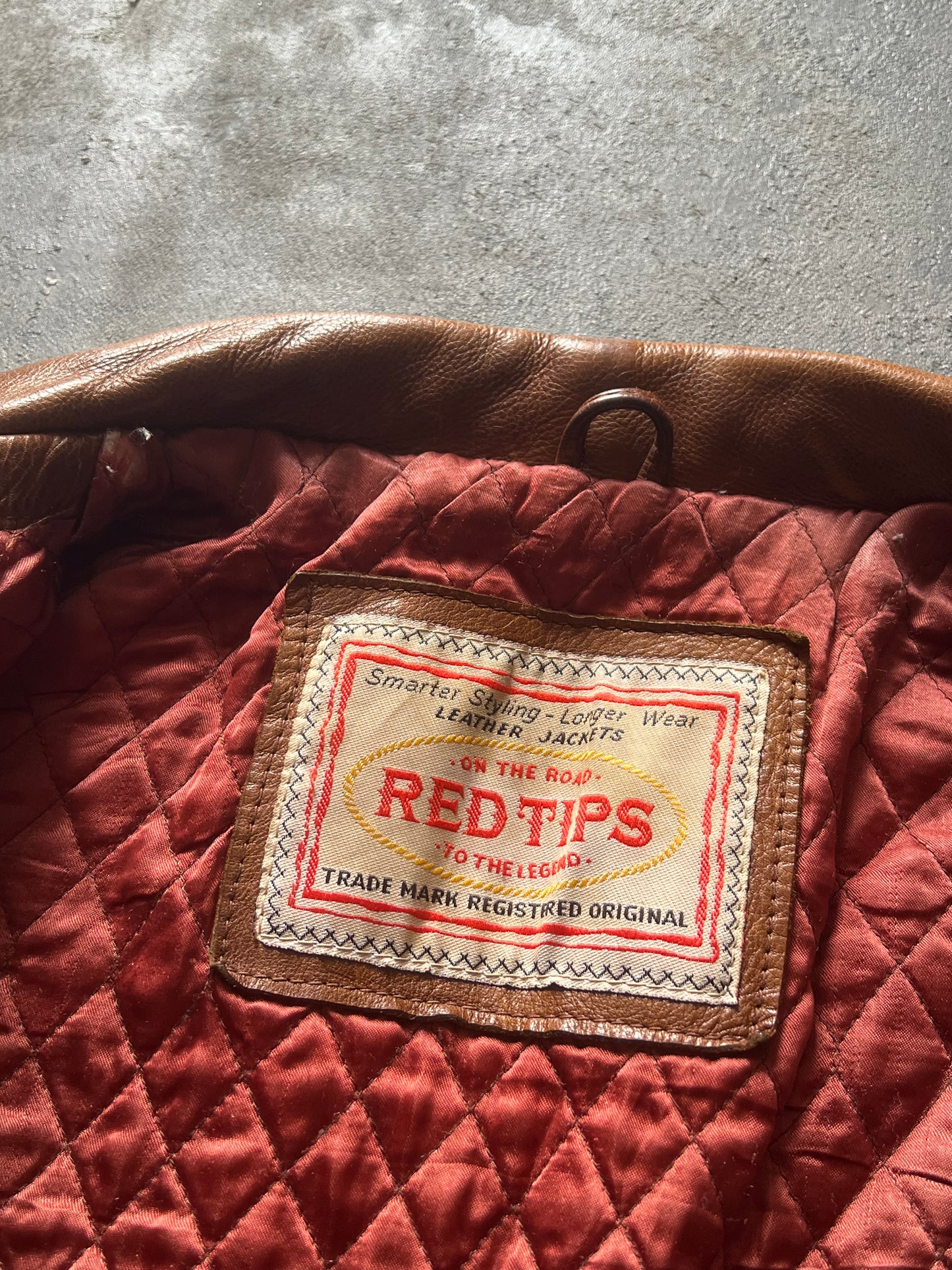 1990’ Red Tips Brown Leather Jacket (M)