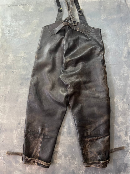 1950’s Swedish Motorcycle Army Leather Jacket “Ordonnansjacka” and Pants (XL)