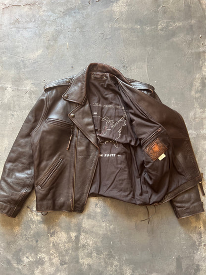 1990’ Leather Biker Jacket Route 66 (L)