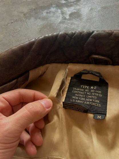 1990’s Avirex A-2 Leather Jacket Made in Korea (M)