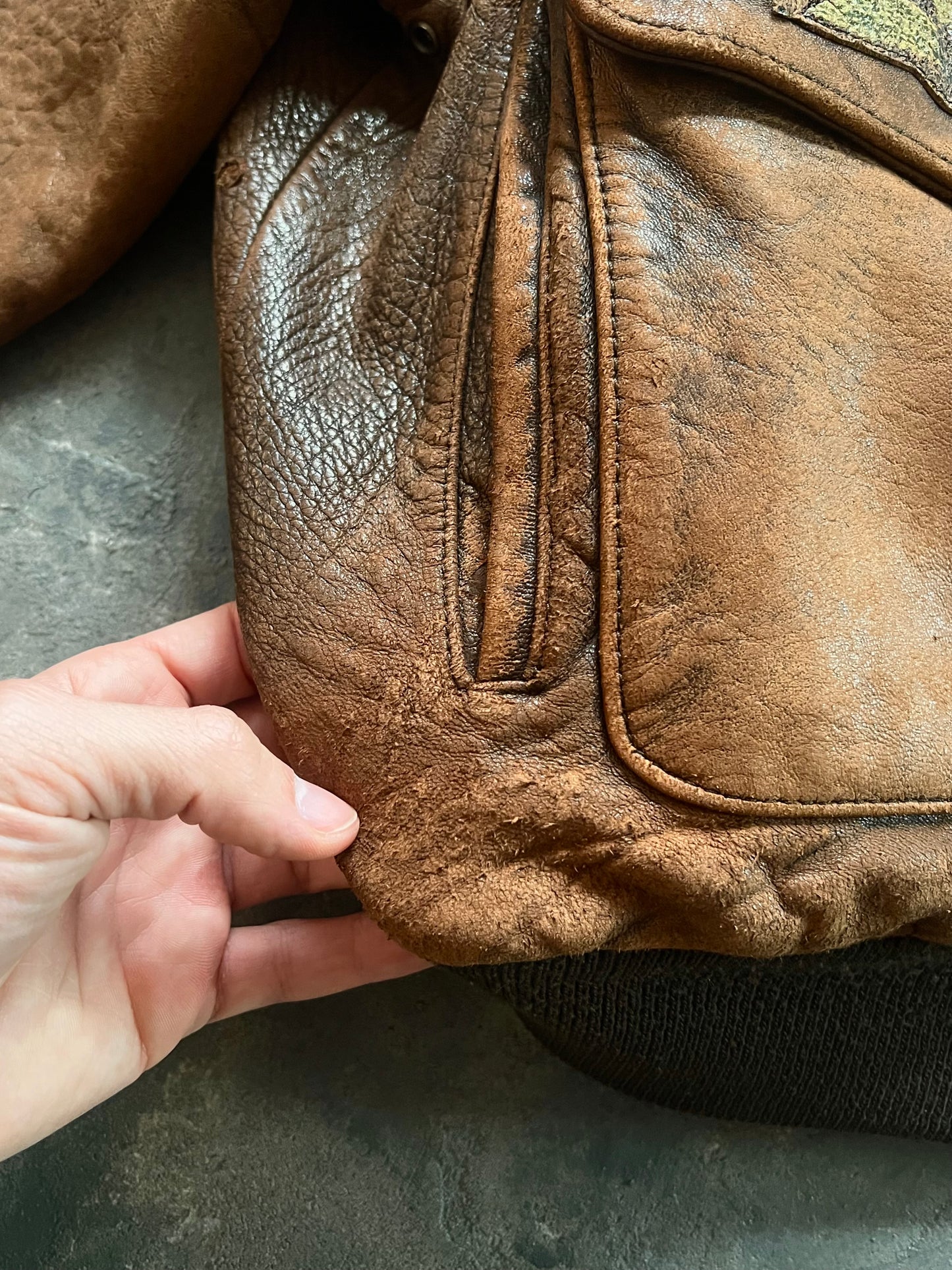 1980’ Avirex A-2 Aviator Leather Jacket (XL)