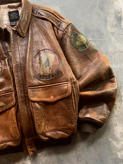 1980’ Avirex A-2 Aviator Leather Jacket (XL)