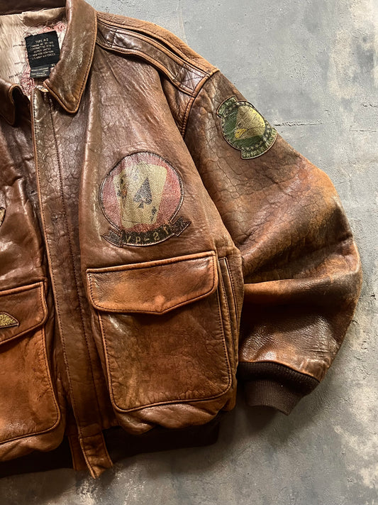 1980’ Avirex A-2 Aviator Leather Jacket (XL)