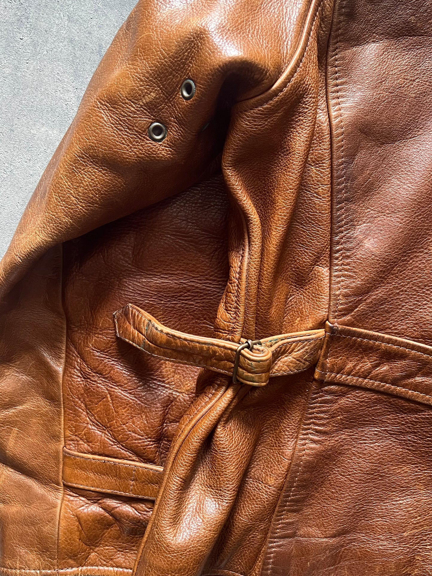 1990’ Red Tips Brown Leather Jacket (M)