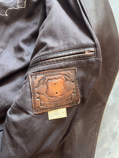 1990’ Leather Biker Jacket Route 66 (L)