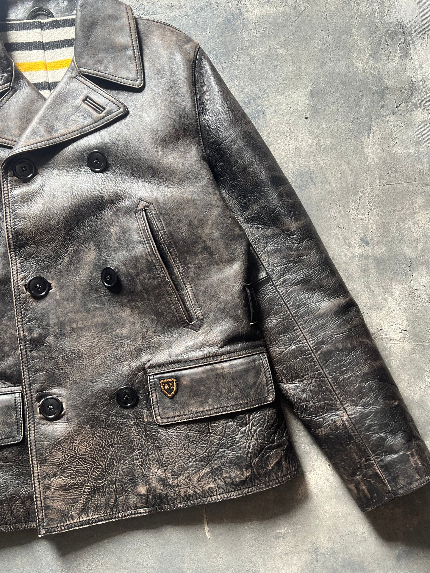 Ralph Lauren Leather Peacoat Jacket (M)
