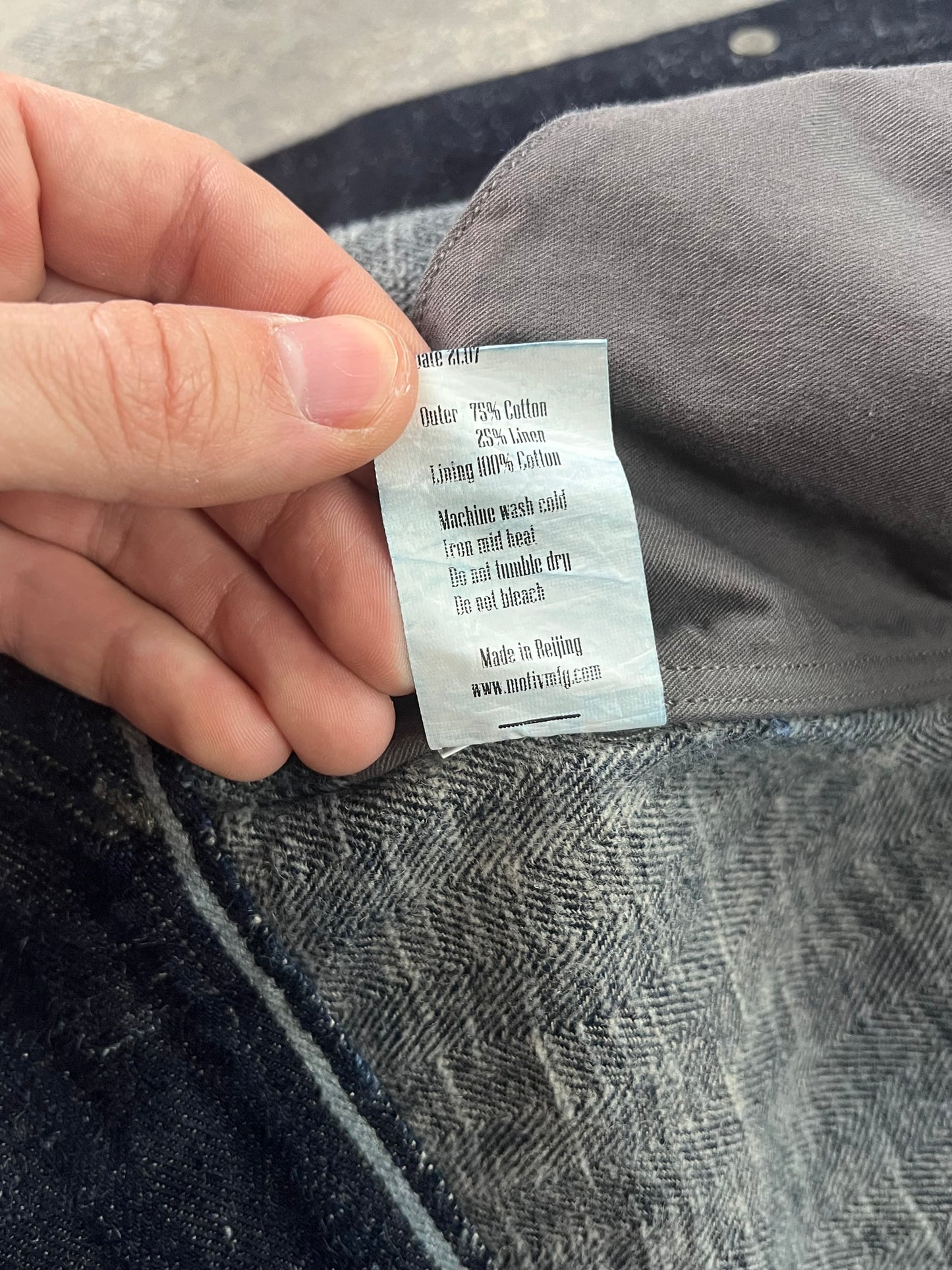 MotivMfg Denim and Linen Jacket Incredible Construction (L)