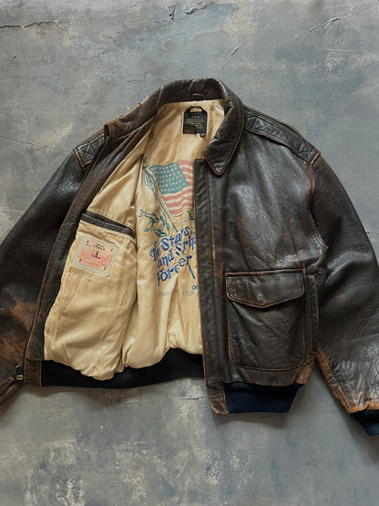 1990’s Avirex A-2 Leather Jacket Made in Korea (M)