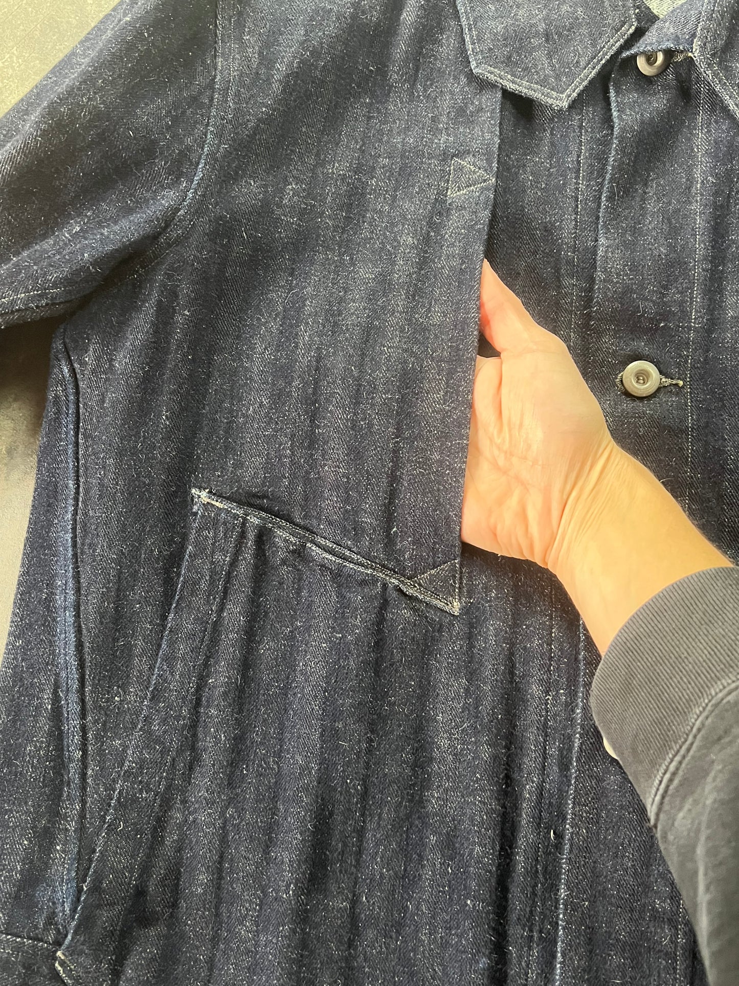 MotivMfg Denim and Linen Jacket Incredible Construction (L)