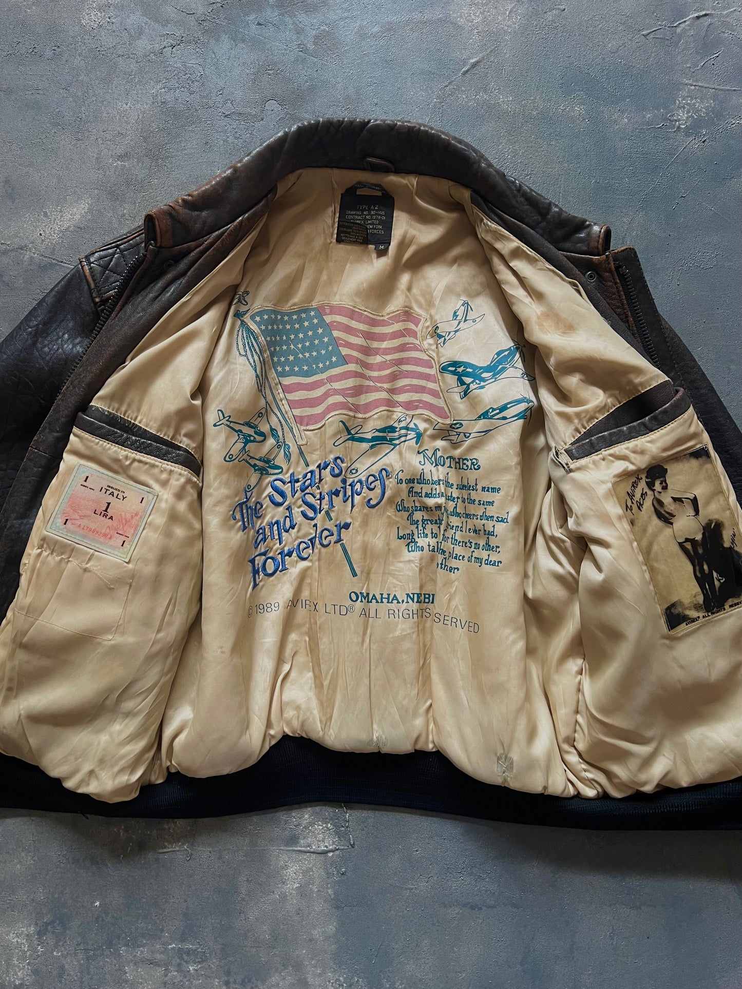 1990’s Avirex A-2 Leather Jacket Made in Korea (M)