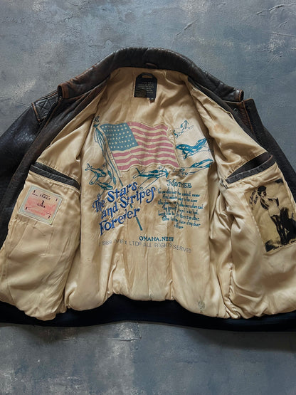 1990’s Avirex A-2 Leather Jacket Made in Korea (M)