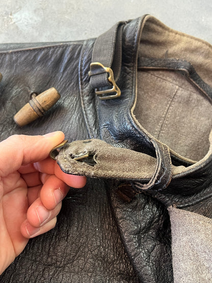 1950’s Swedish Motorcycle Army Leather Jacket “Ordonnansjacka” and Pants (XL)