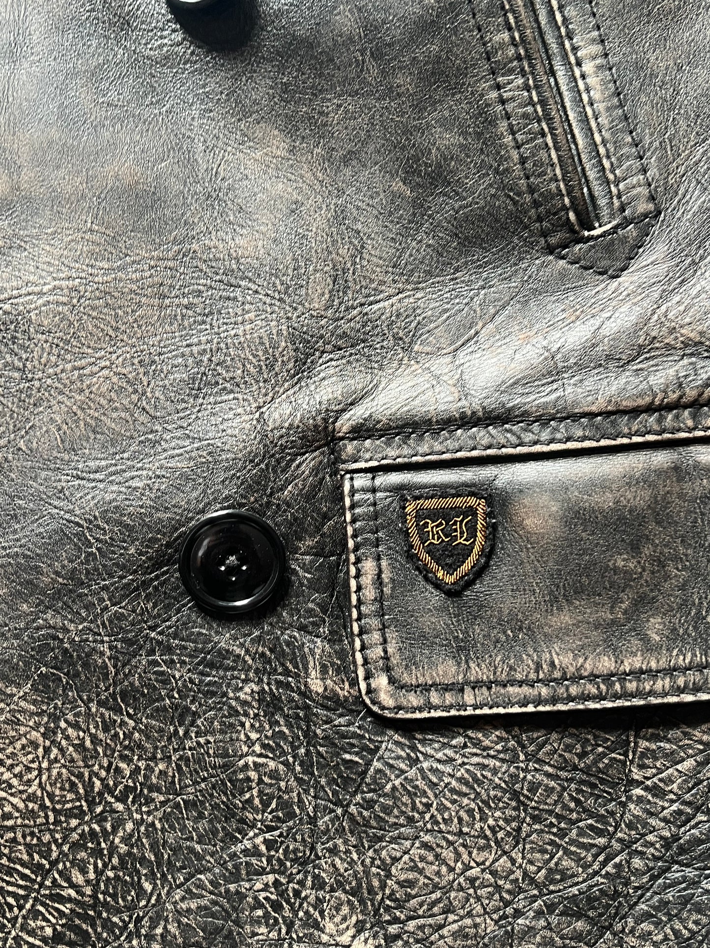 Ralph Lauren Leather Peacoat Jacket (M)