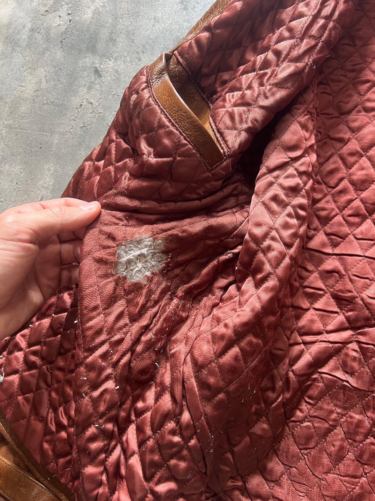 1990’ Red Tips Brown Leather Jacket (M)