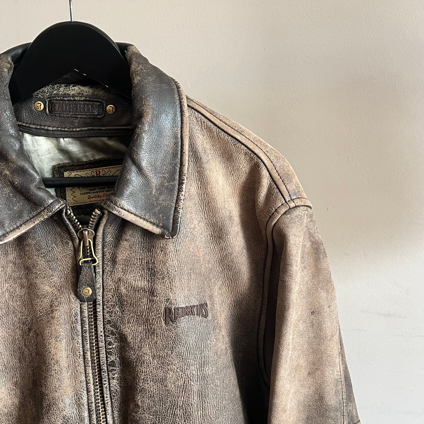 1990’ Redskins Natural Fade Leather Jacket (M)