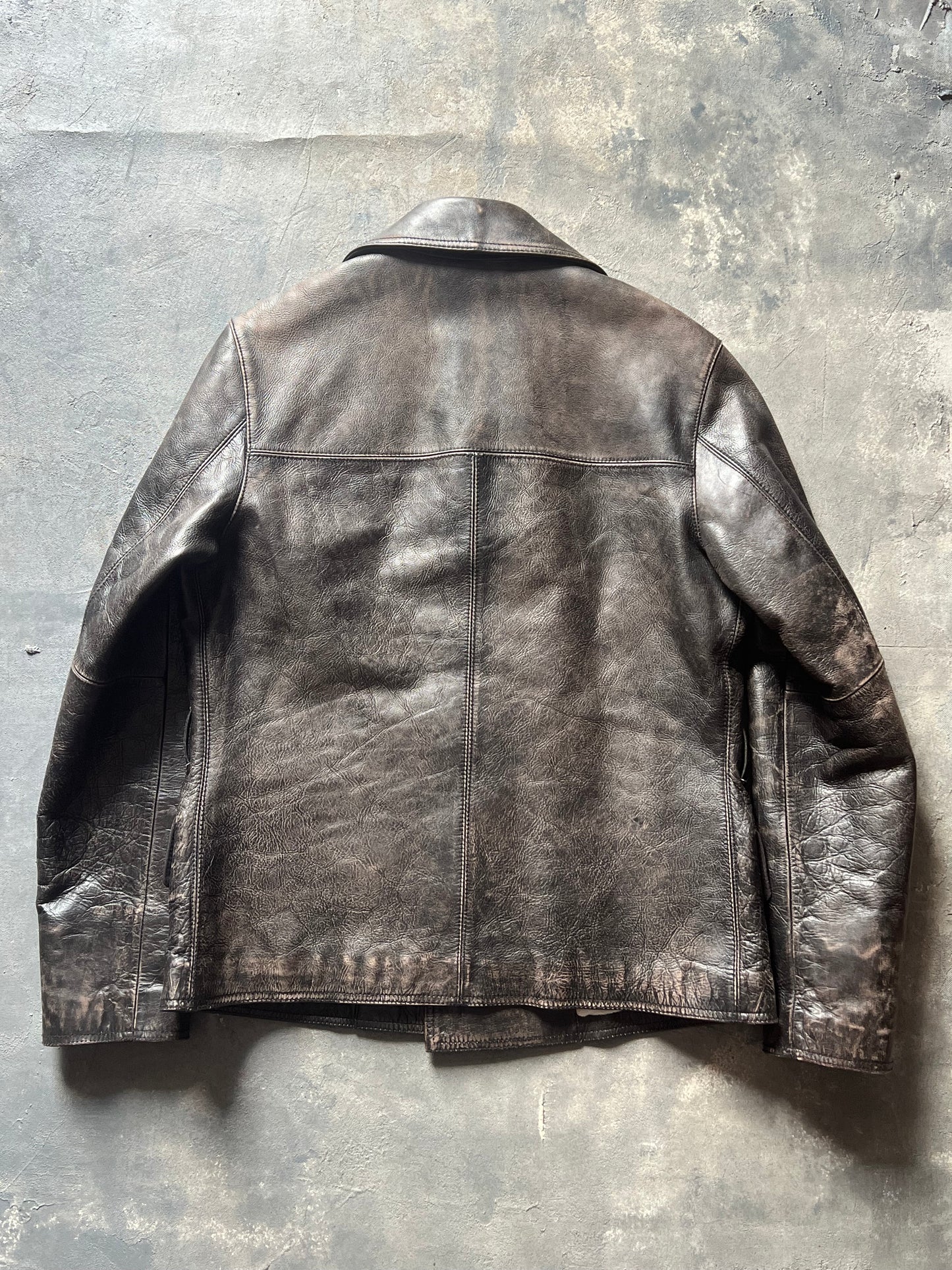 Ralph Lauren Leather Peacoat Jacket (M)