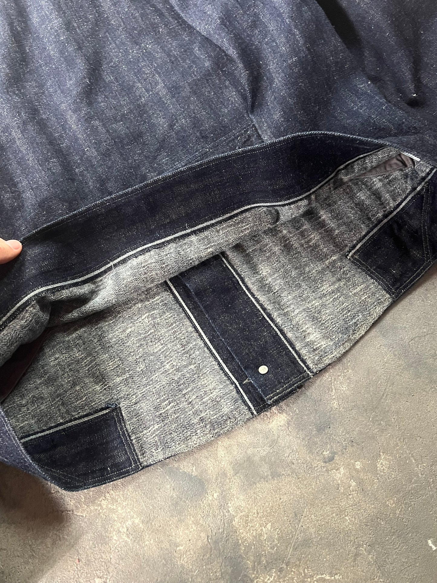 MotivMfg Denim and Linen Jacket Incredible Construction (L)