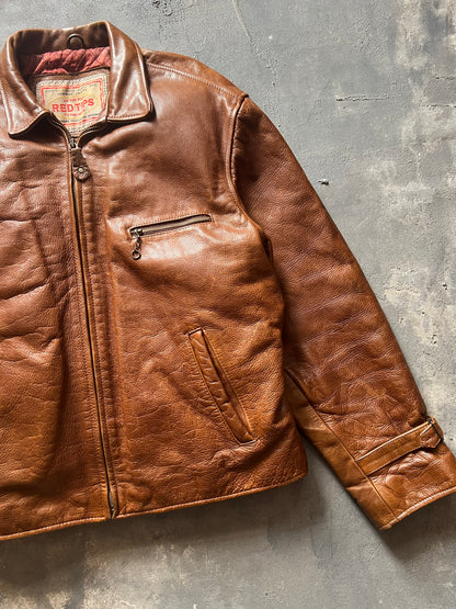 1990’ Red Tips Brown Leather Jacket (M)