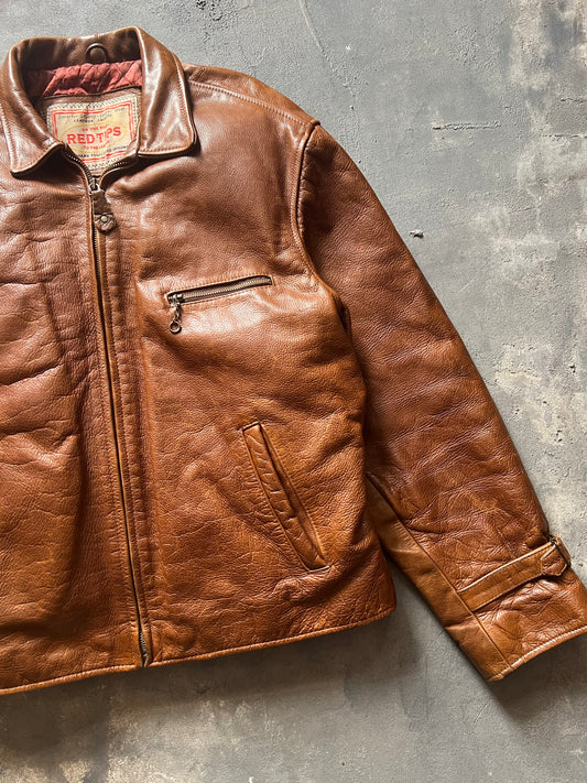 1990’ Red Tips Brown Leather Jacket (M)