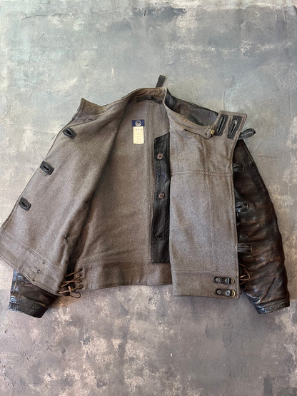 1950’s Swedish Motorcycle Army Leather Jacket “Ordonnansjacka” and Pants (XL)