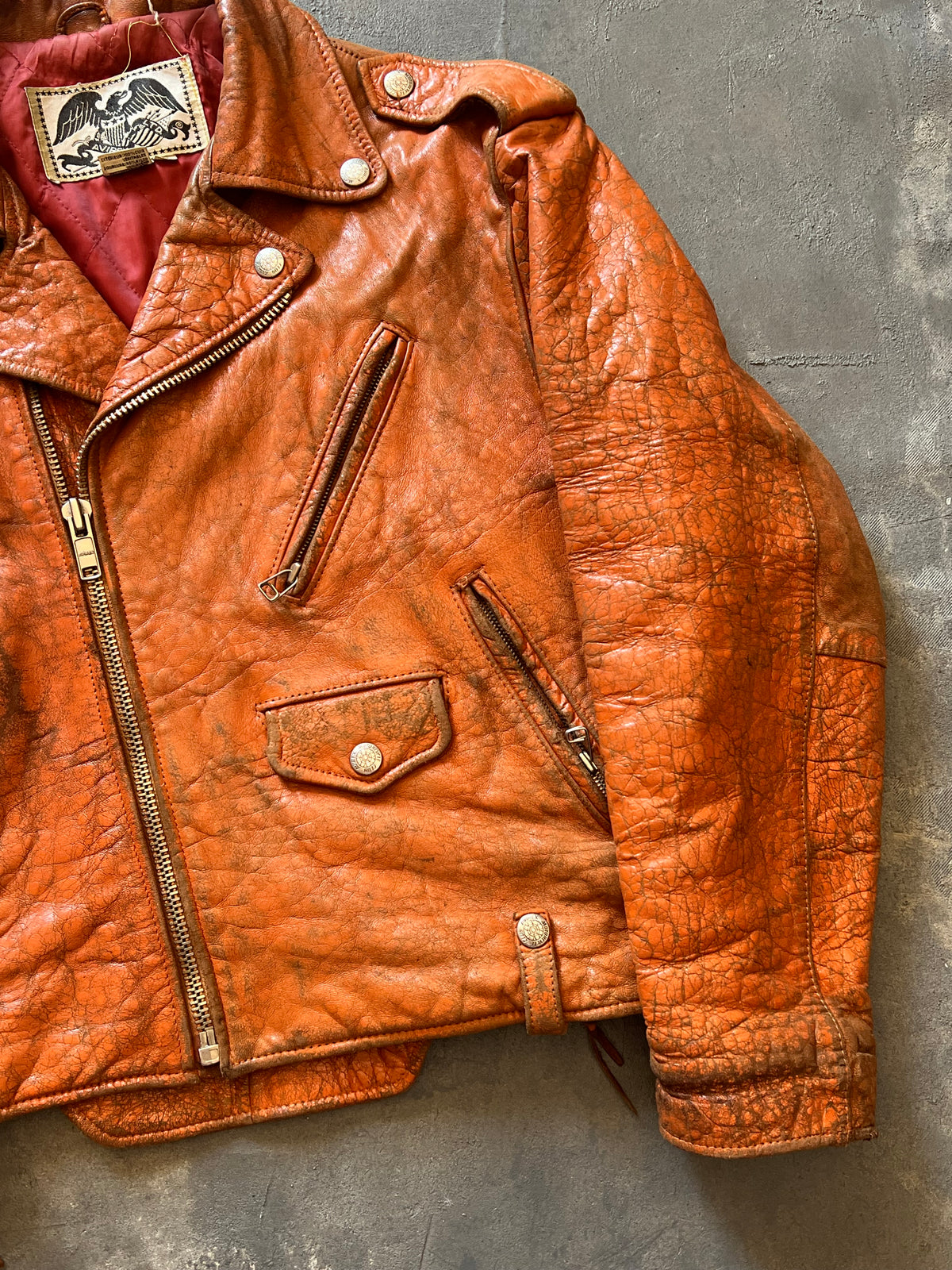 1990’ Distressed Avirex Biker Leather Jacket (M)