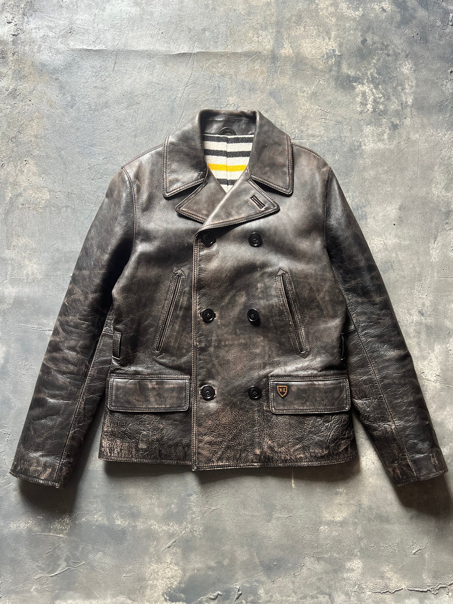 Ralph Lauren Leather Peacoat Jacket (M)