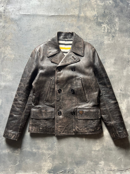 Ralph Lauren Leather Peacoat Jacket (M)