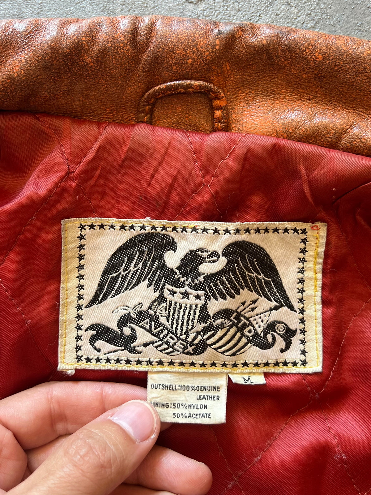 1990’ Distressed Avirex Biker Leather Jacket (M)