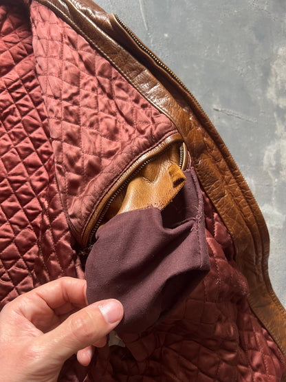 1990’ Red Tips Brown Leather Jacket (M)