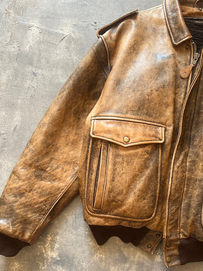 1990’ Alan Gordon Aviator Leather Jacket (L)