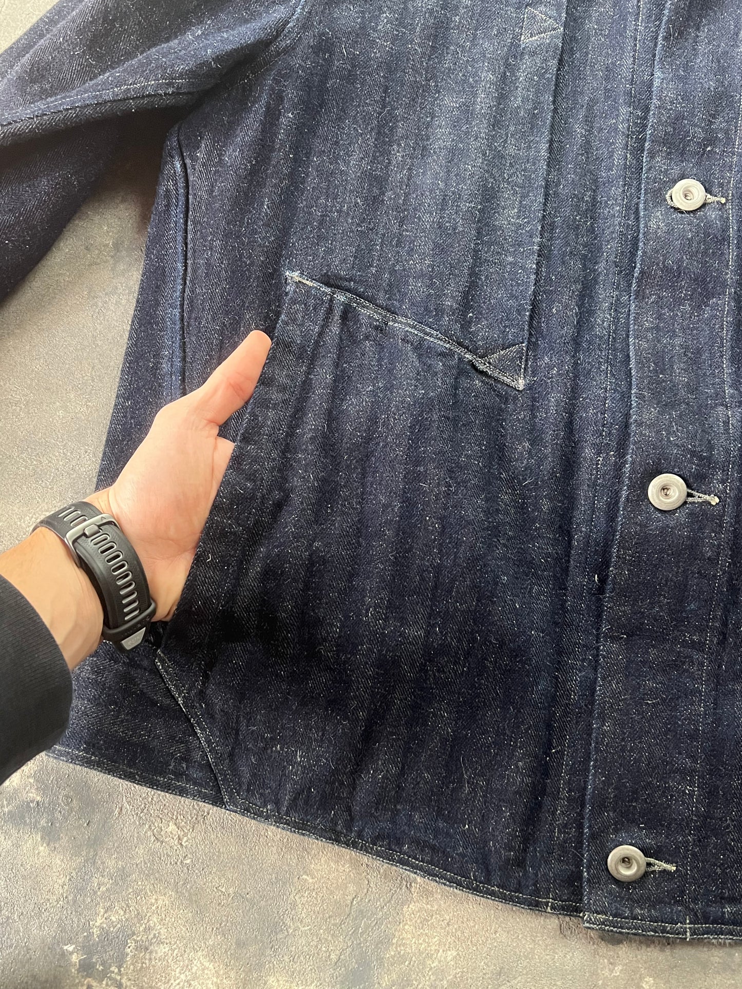 MotivMfg Denim and Linen Jacket Incredible Construction (L)
