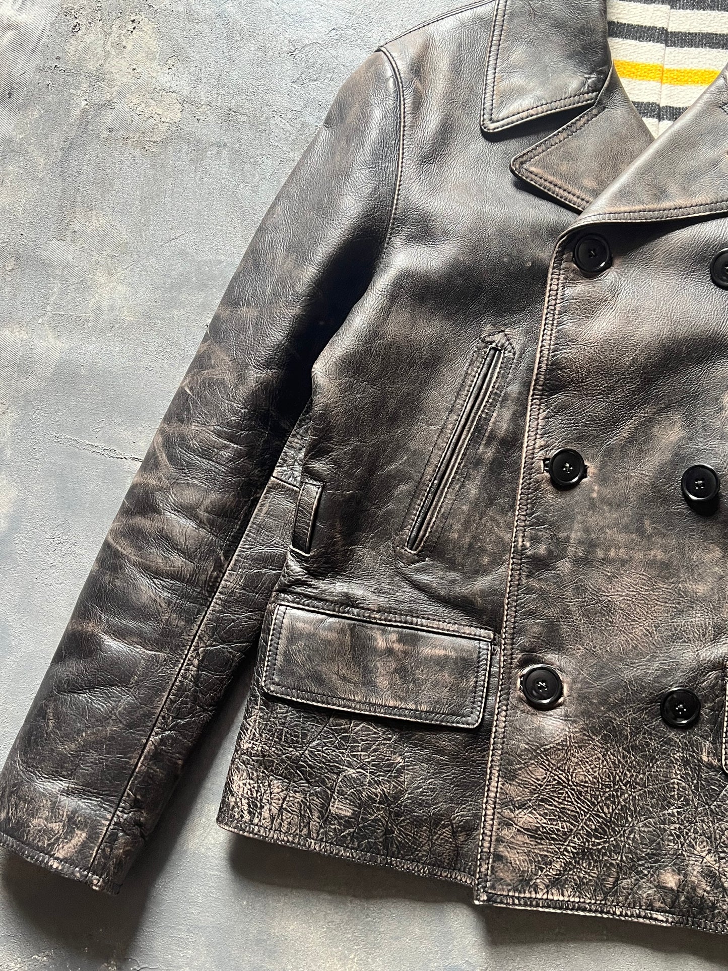 Ralph Lauren Leather Peacoat Jacket (M)