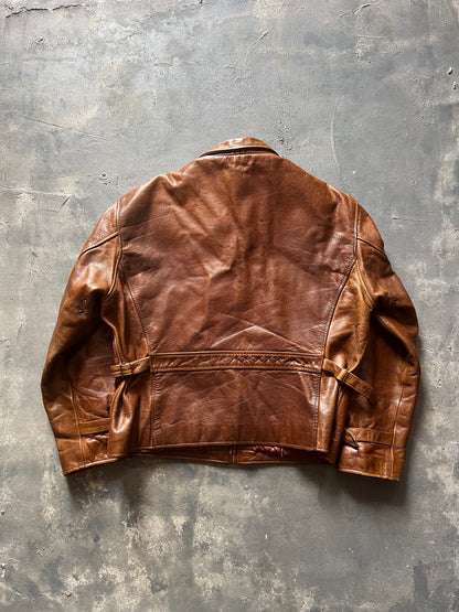 1990’ Red Tips Brown Leather Jacket (M)