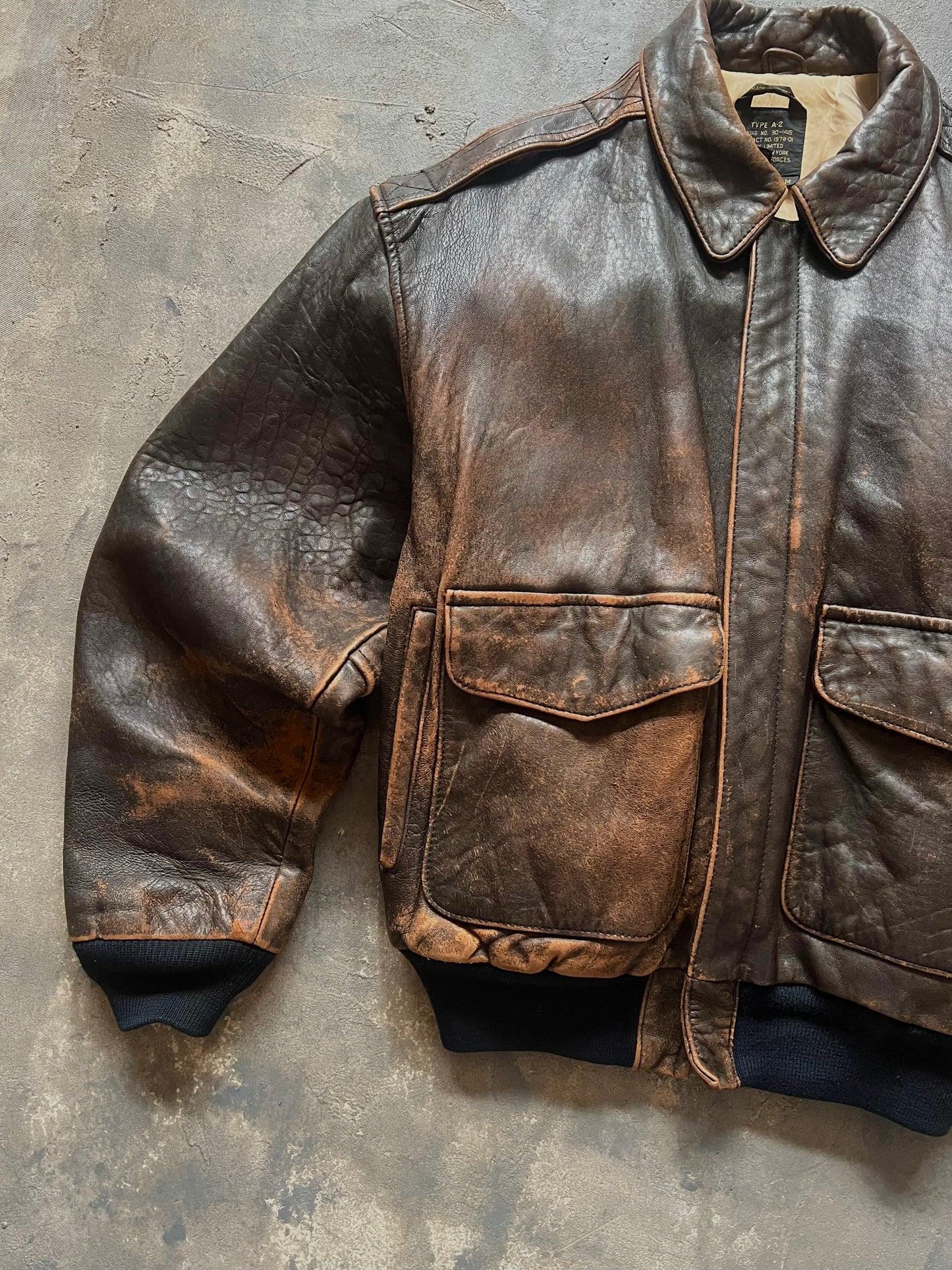 1990’s Avirex A-2 Leather Jacket Made in Korea (M)