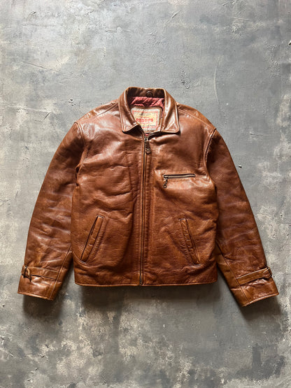 1990’ Red Tips Brown Leather Jacket (M)