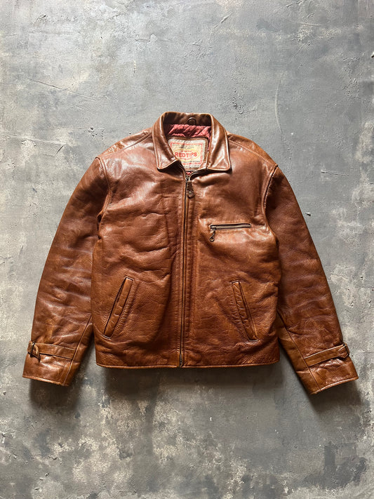 1990’ Red Tips Brown Leather Jacket (M)