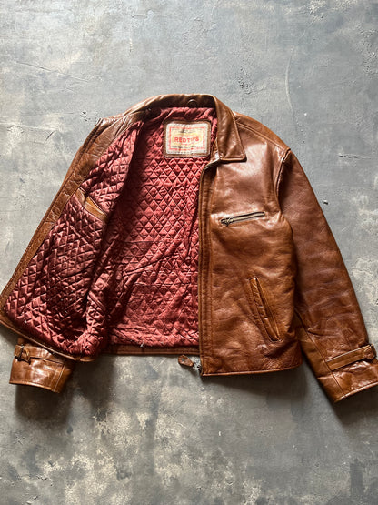 1990’ Red Tips Brown Leather Jacket (M)