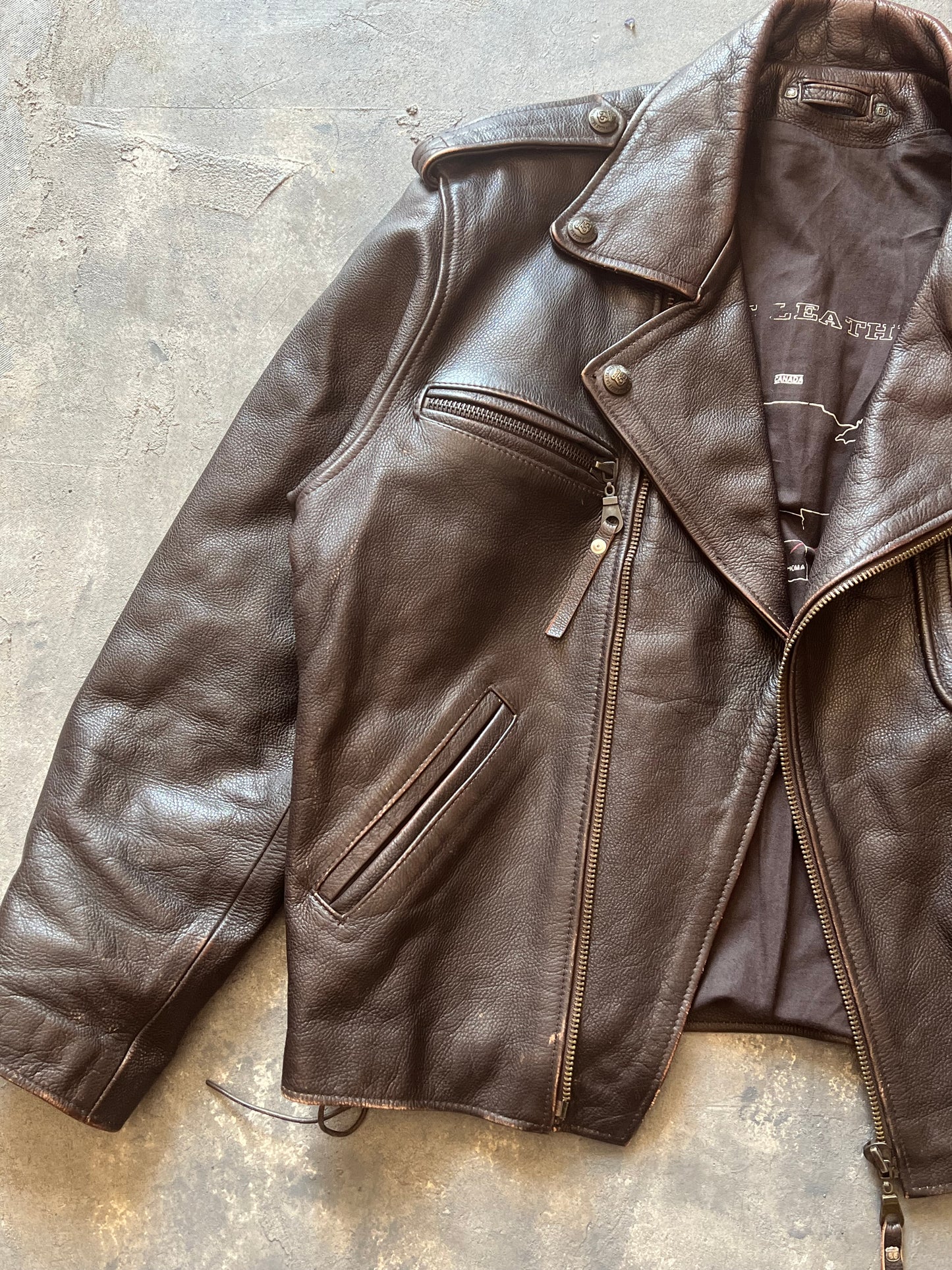 1990’ Leather Biker Jacket Route 66 (L)