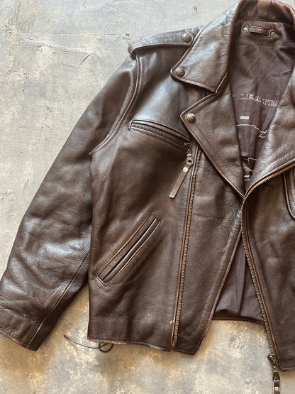 1990’ Leather Biker Jacket Route 66 (L)