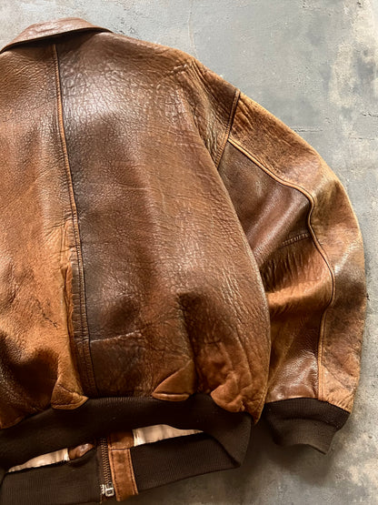 1980’ Avirex A-2 Aviator Leather Jacket (XL)