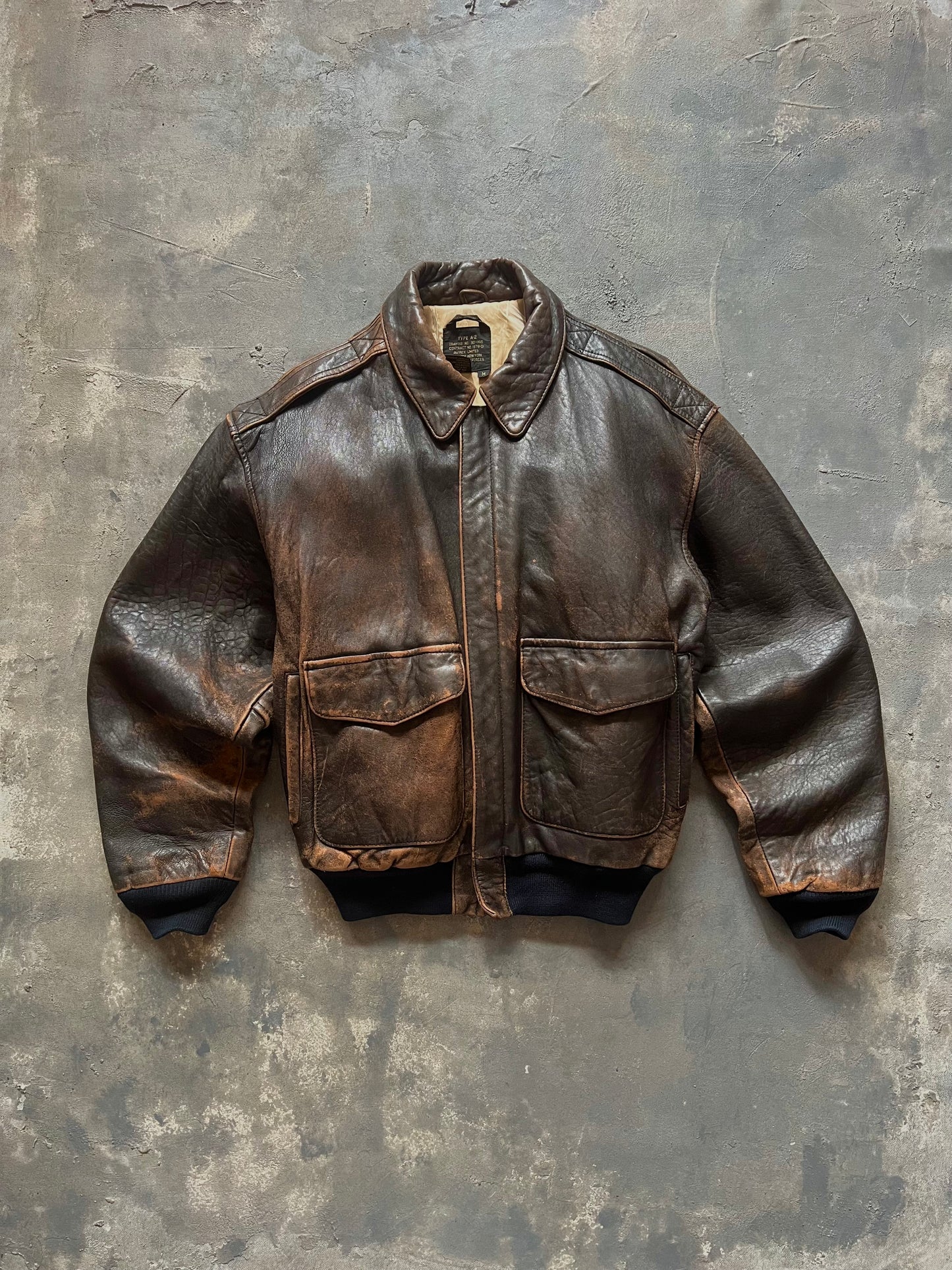 1990’s Avirex A-2 Leather Jacket Made in Korea (M)