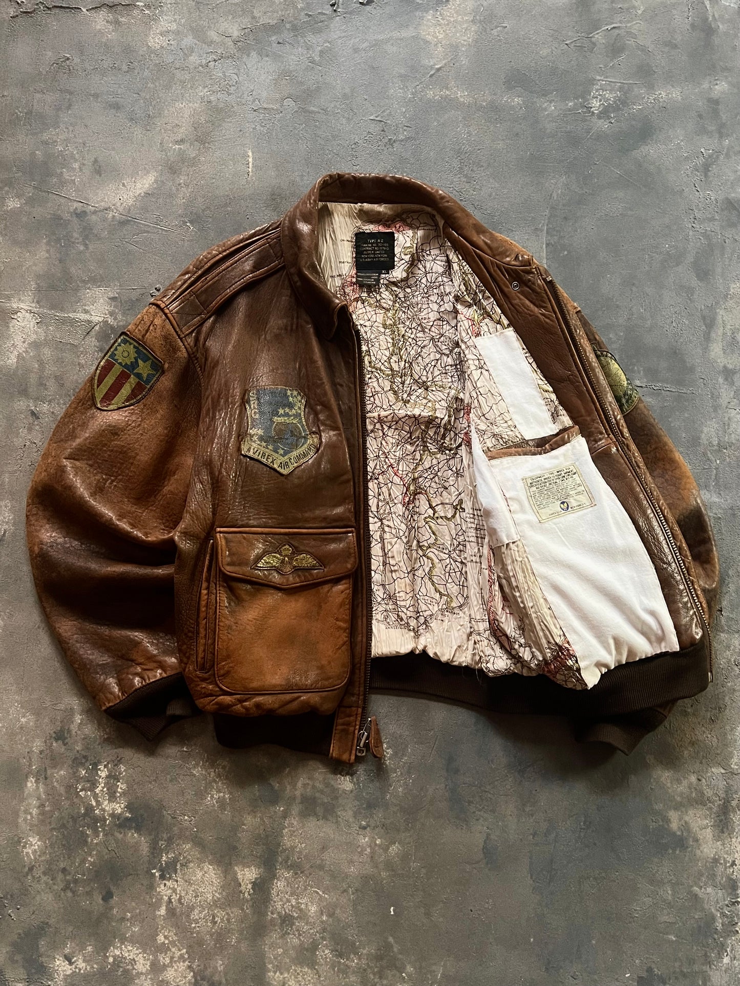 1980’ Avirex A-2 Aviator Leather Jacket (XL)
