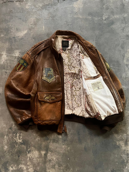 1980’ Avirex A-2 Aviator Leather Jacket (XL)