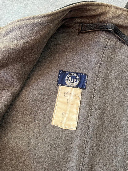 1950’s Swedish Motorcycle Army Leather Jacket “Ordonnansjacka” and Pants (XL)