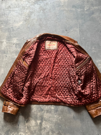 1990’ Red Tips Brown Leather Jacket (M)