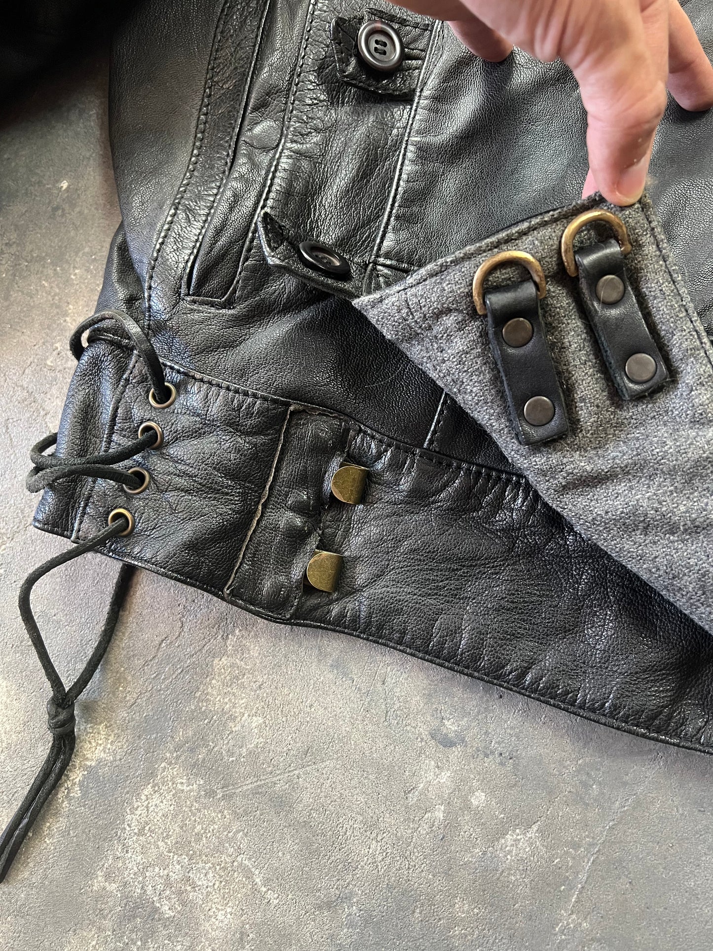 Swedish Army Motorcycle Leather Biker Jacket 90's [Size: M]