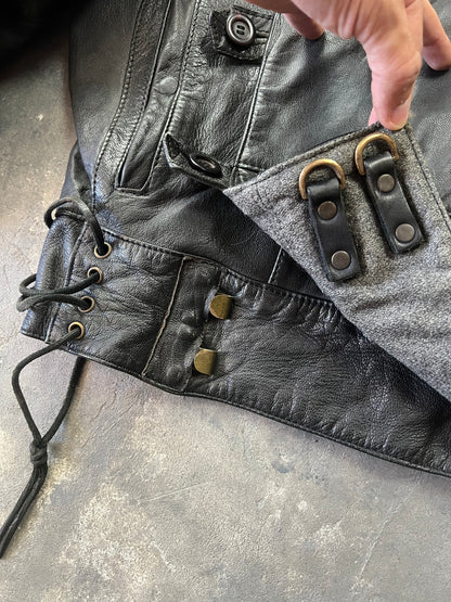 Swedish Army Motorcycle Leather Biker Jacket 90's [Size: M]