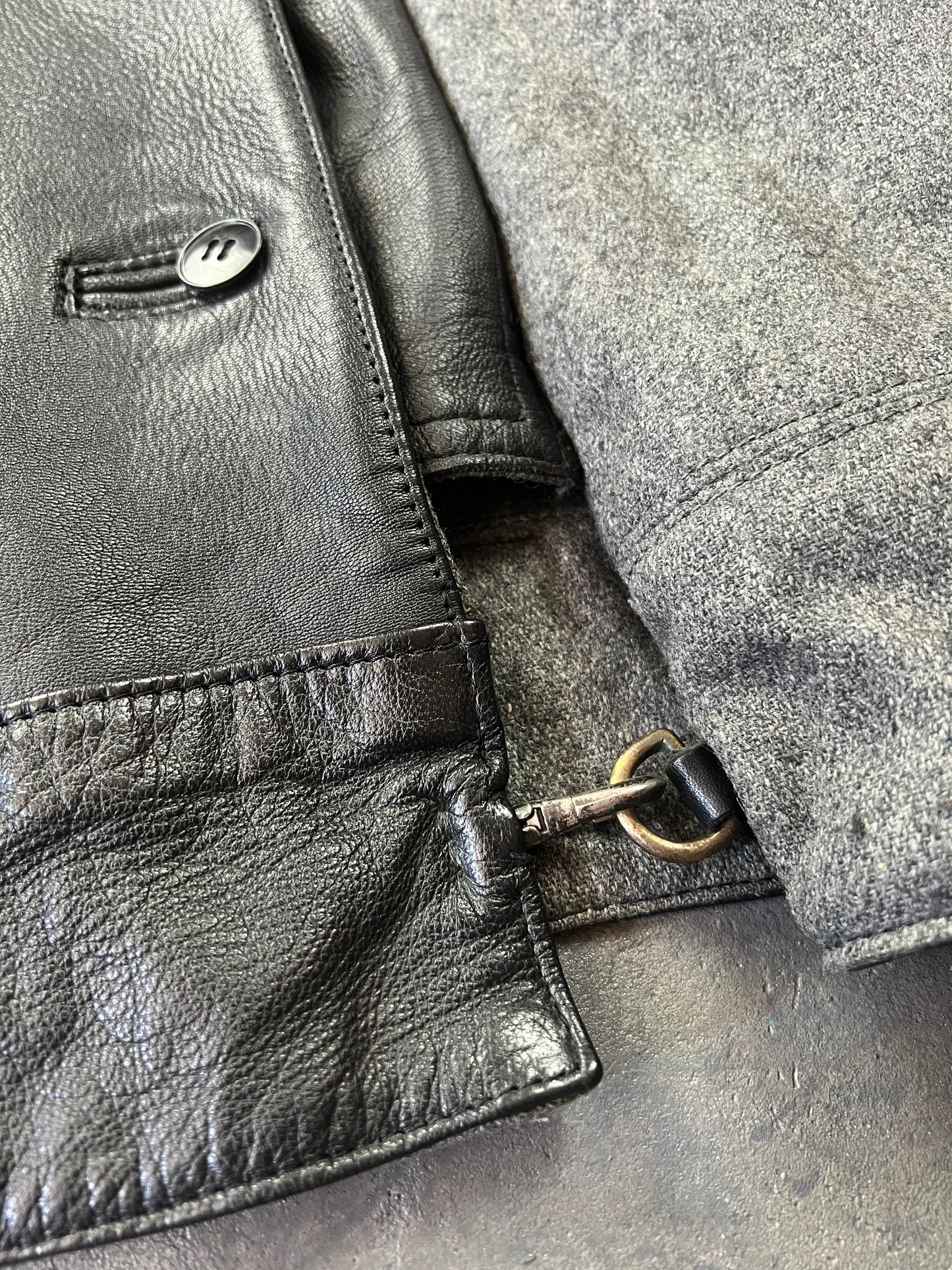 Swedish Army Motorcycle Leather Biker Jacket 90's [Size: M]